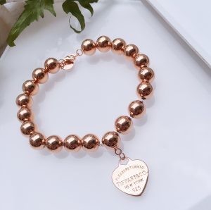 Custom Fine Beaded 14k 18k Gold Ball Chain Bracelet 925 Sterling Silver Heart charm