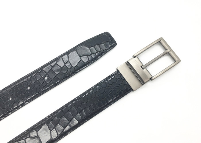Rotate Reversible Buckle Belt Business Men Stone Croco Pattern