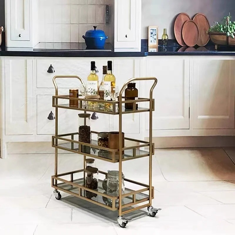 Nordic Gold Dining Car Hotel Restaurant Mobile Trolley Bar Club Fruit Beverage Cart