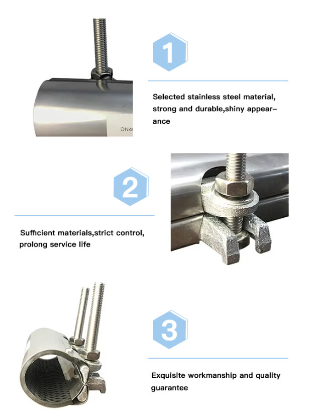 SS304/316 Stainless Steel Emergency Pipe Repair Clamp Quick Straight Tubing Leak Joint Repair Clip