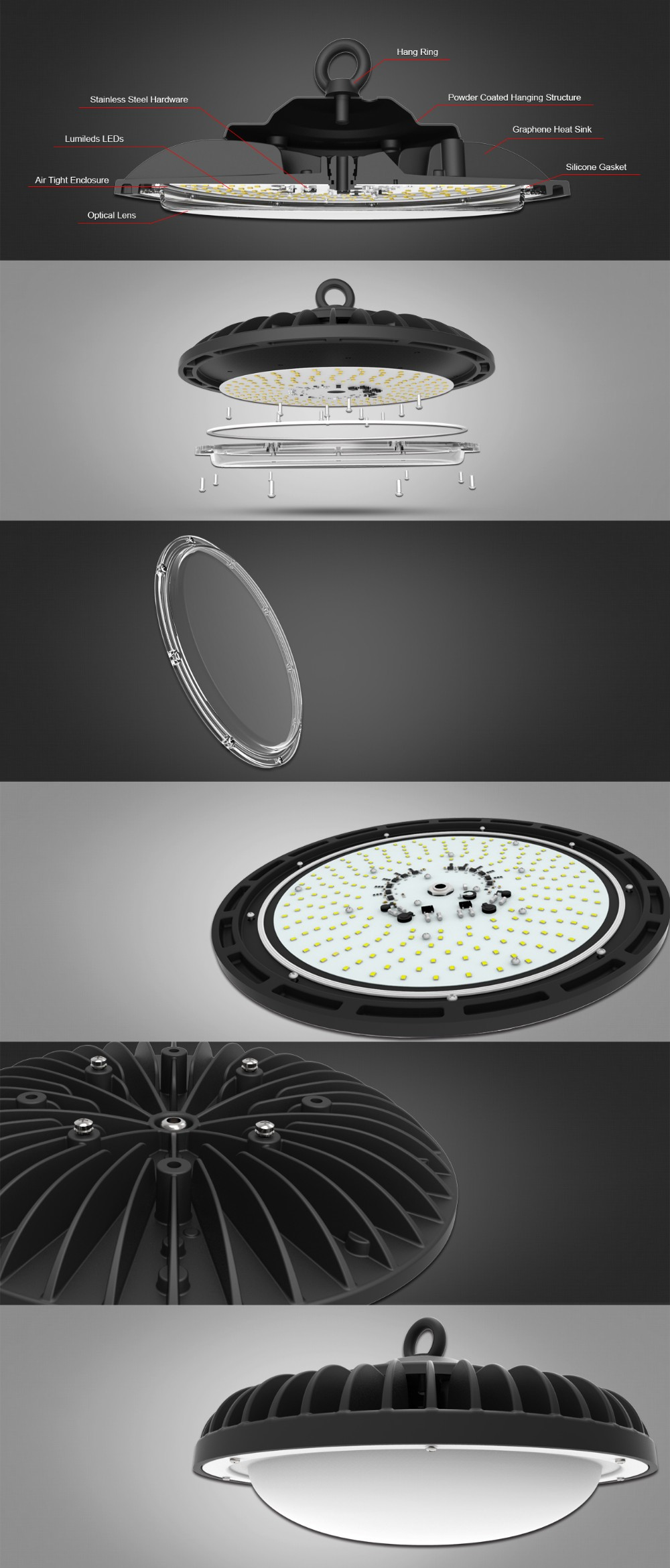 Industry warehouse use Aluminum Alloy material 150W UFO High Bay LED Lamp for basketball court