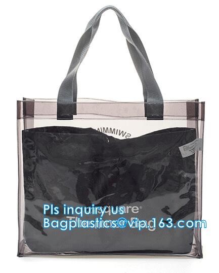 fashion pvc mirror vinyl shopping bag with printing, Recyclable Durable Clear PVC Shopping Bag with Button Closure, tote