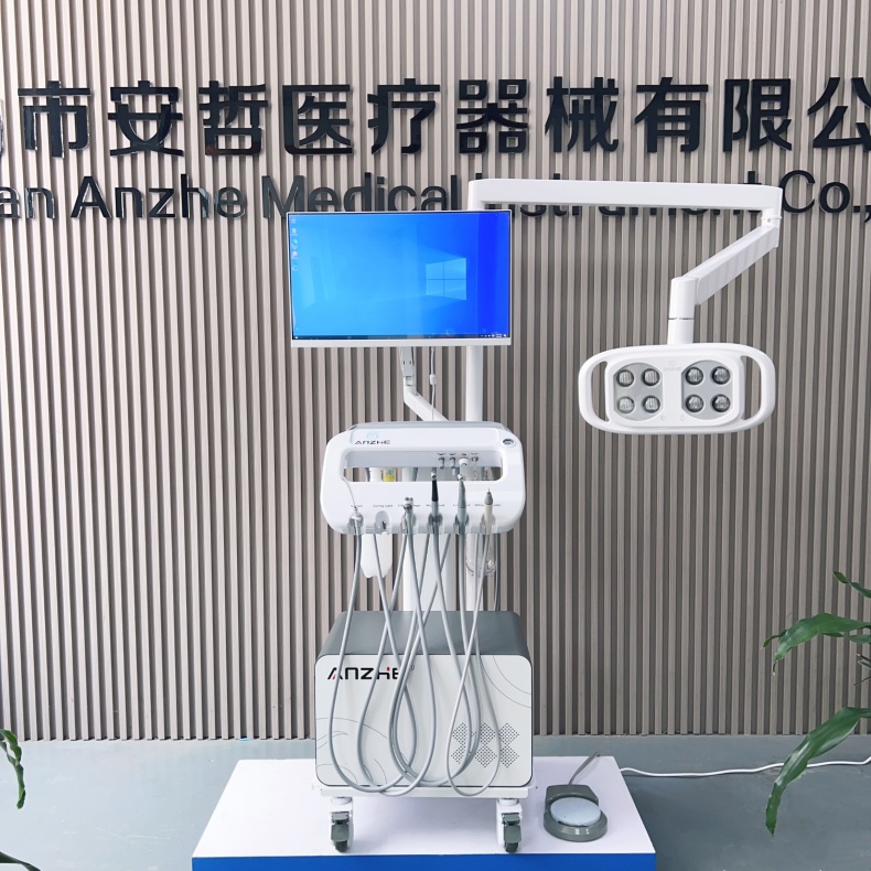Dental Clinic Dental Trolley With PC And Oral Camera Unique Mobile Dental Unit With Lamp
