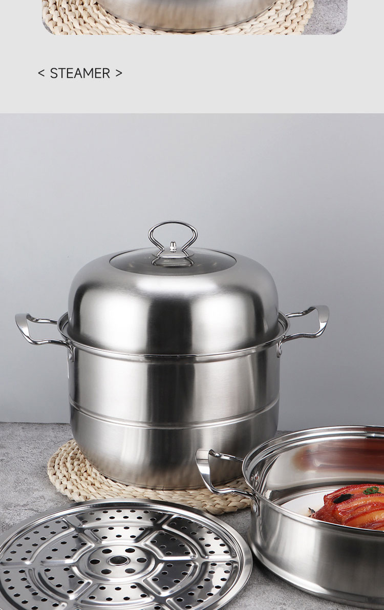 Good Quality Stainless Steel Mirror Polishing Cooking Steamer Induction Cookware Pot Steamer Pot With SS Handle