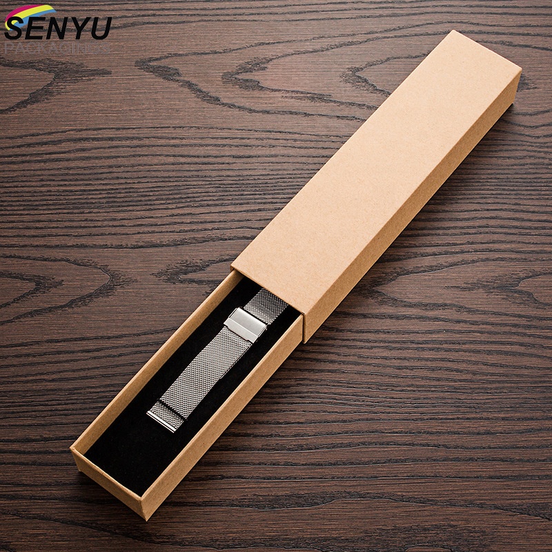 Rectangle Black Gift Watch Kraft Paper Box Sponge Protective