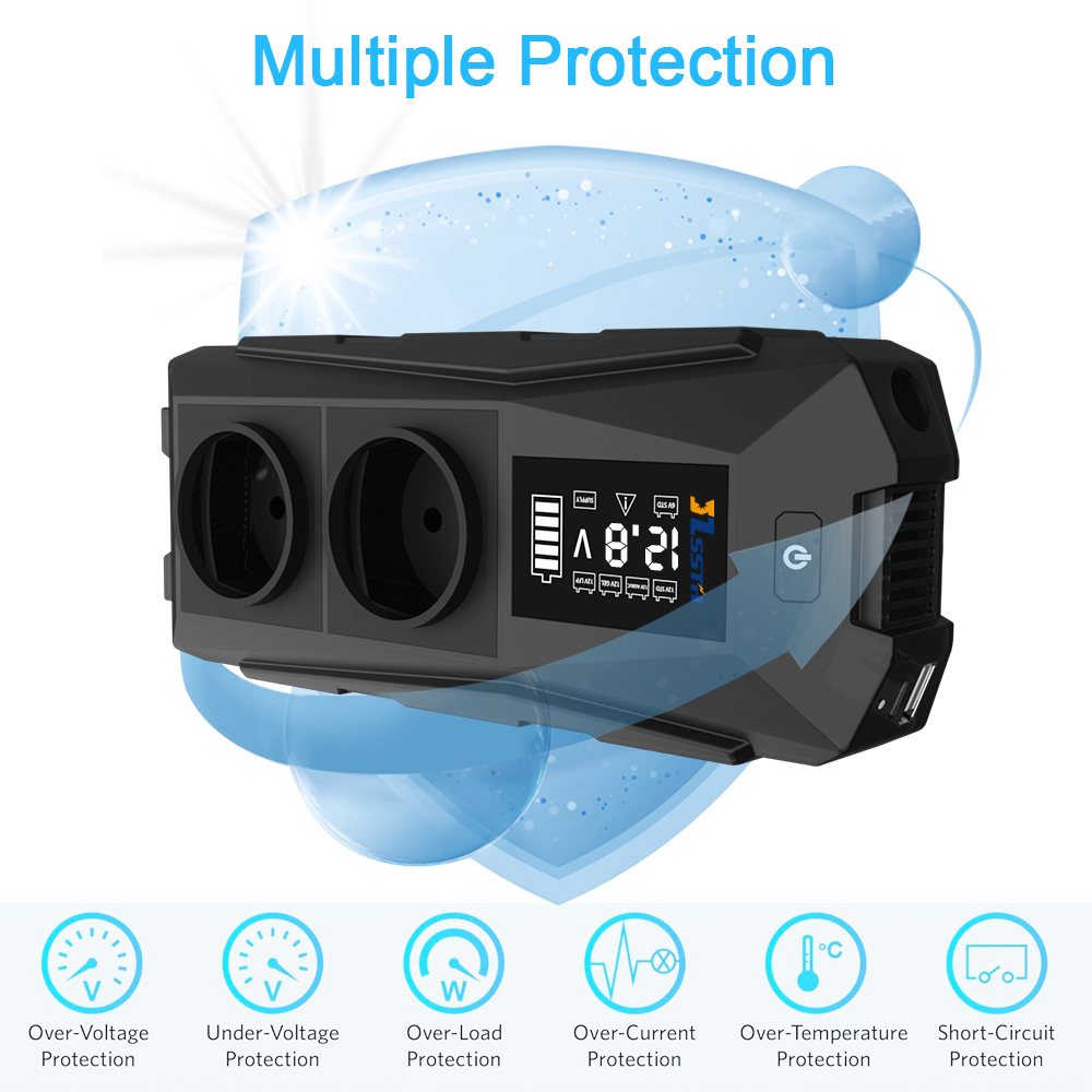 300W Small 12V to 110V 220V Car Power Inverter with Type C USB