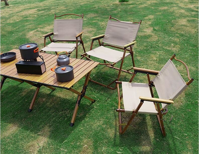Kermit Chair Foldable Portable Ultra-Light Metal Chair, Portable Wood Beach Chairs, Outdoor Folding Chair