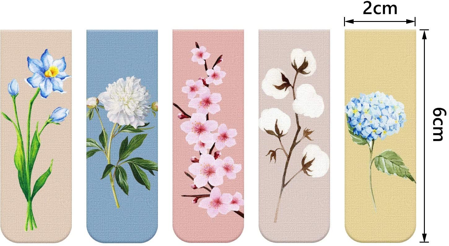 10pcs Matte Floral Magnetic Bookmark Clips For Students Books Reading