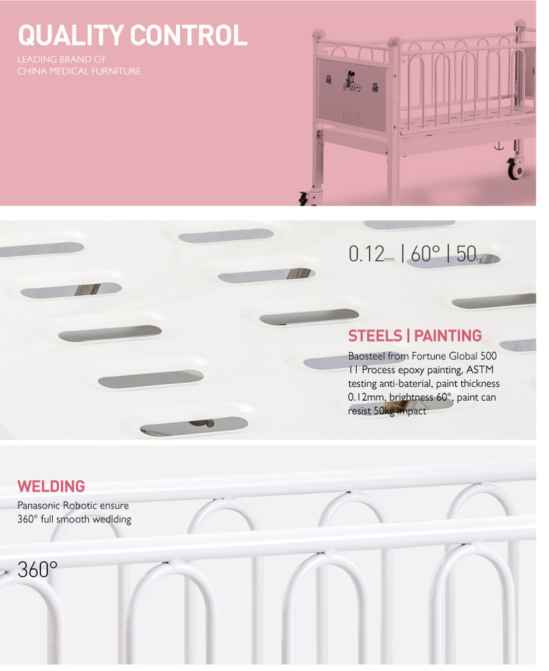 Factory Infant Hospital Crib Metal Babies Clinic Medical Bed Kids Children Pediatric Bed with Casters Manufacturers