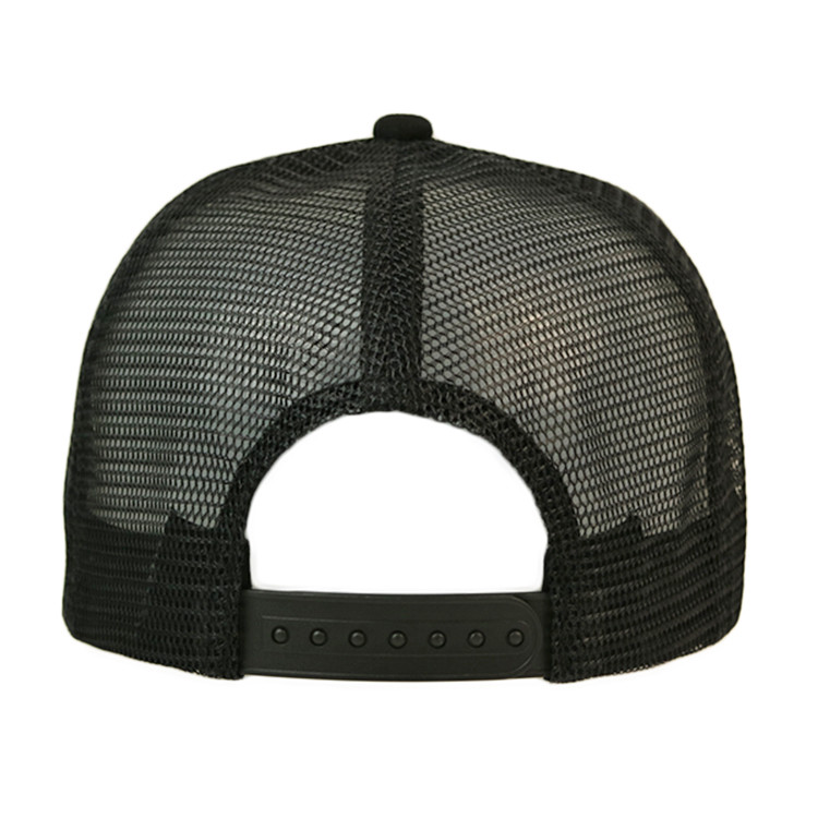 Black 5 Panel Suede Trucker Hats With Curved Brim Embroidery Logo