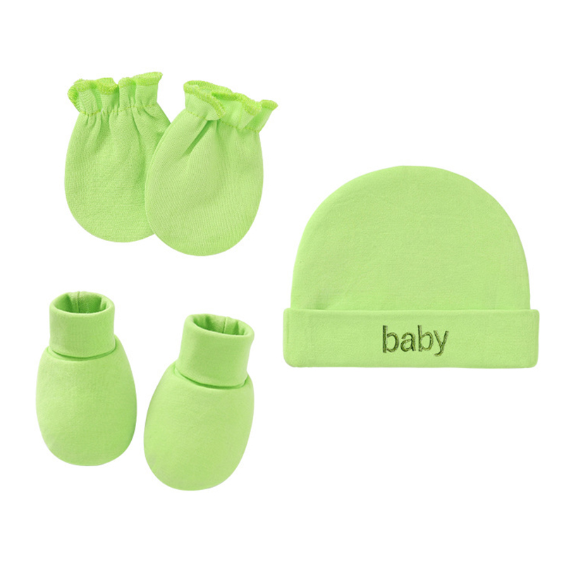 Newborn Baby Hat Mittens Socks 3 pcs Sets Girl Boy Gift Baby Mittens And Socks