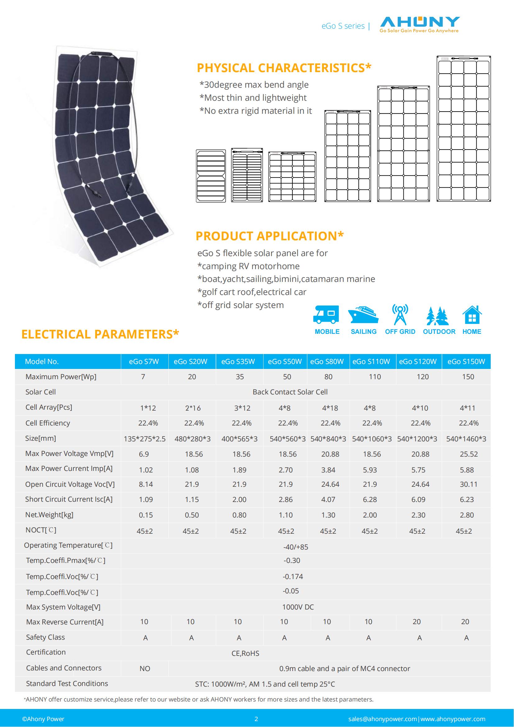 Photovoltaic Flexible Monocrystalline Silicon Solar Panel 210w For Camping RV Yacht