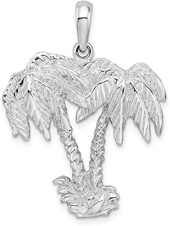 Love Animal Charm Family Birthday With Sterling Silver Polished Palm Tree Pendant