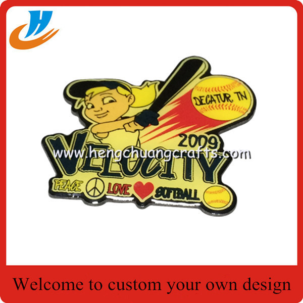 Baseball badges,metal badge with print process 7-10 lead time custom baseball pins
