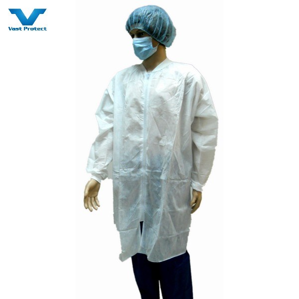 Nonwoven Lab Coat Waterproof Anti-Splash Uniform Workwear Visitor Coat