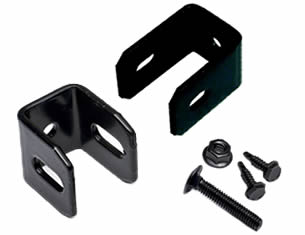 Two steel fence brackets in type of SFB-3, a self-drilling screw, two bolts and a nut