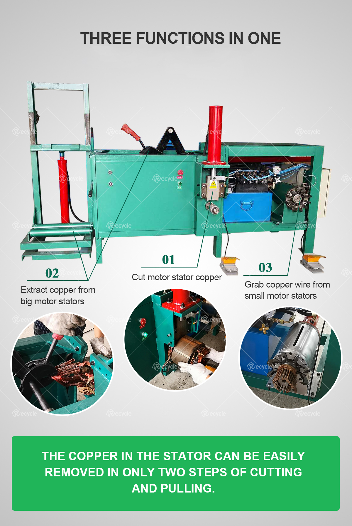 Electric Motor Wrecker Scrap Copper Motor Stator Recycling Machine for Professional