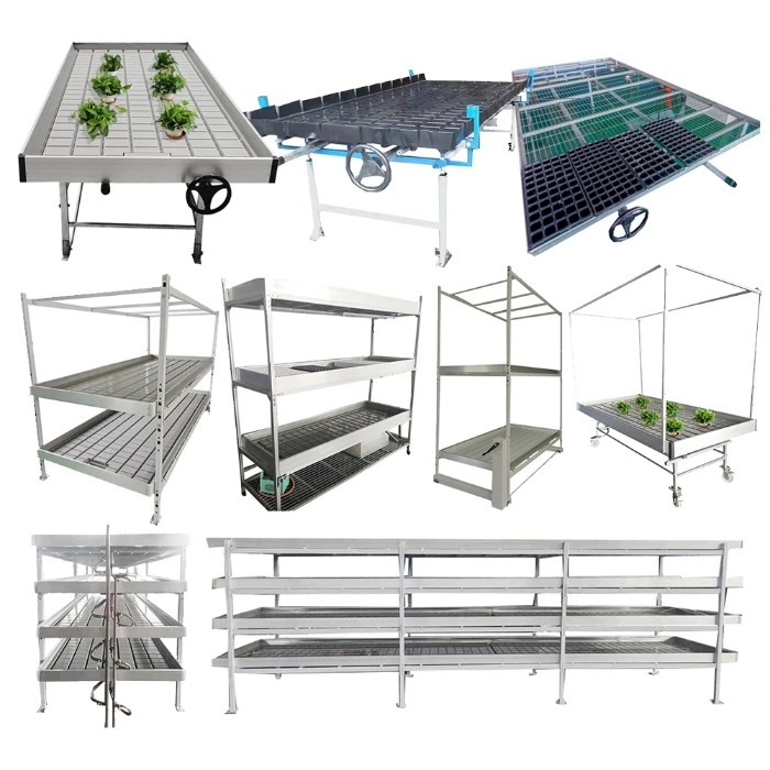 4ft 5ft customized width Movable seedbed growing bench rolling table with aluminum alloy frames