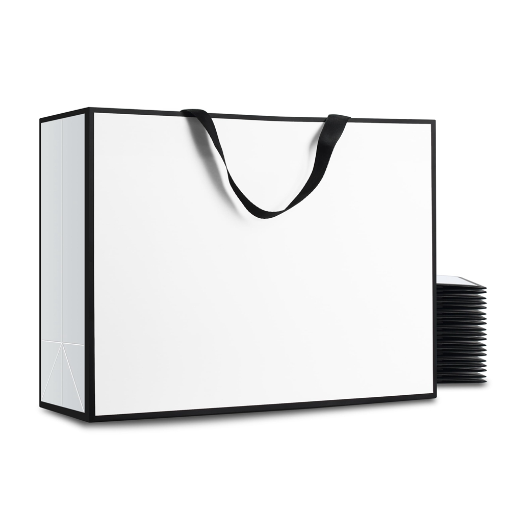 Large White Card Hot Stamping Custom Logo Printing Paper Bag for Clothes and Boutiques