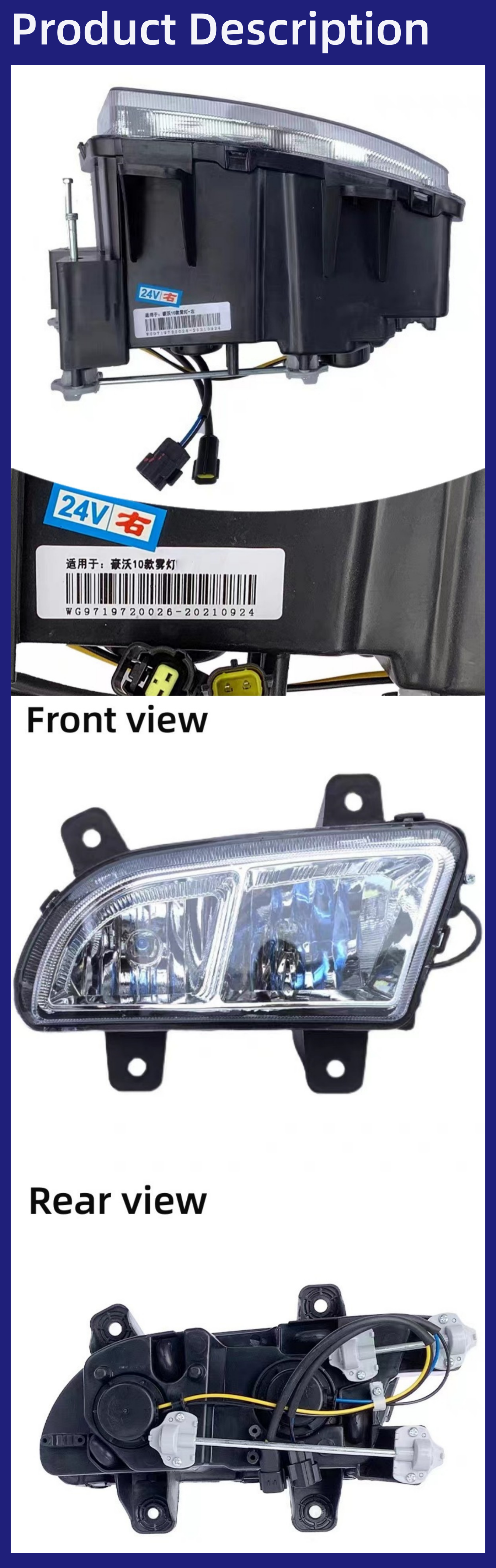 Full LED Fog Light Assembly WG9719720025/6 for HOWO Heavy Duty Auto Parts Replacement