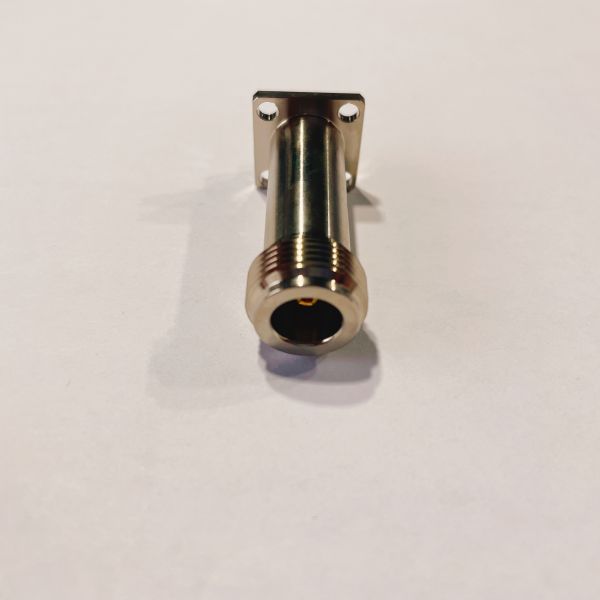N-Type Bulkhead Flange Connector Gold-Plated Brass DC-6GHz Frequency Range ≤1.25 VSWR RF PCB Welded Connector