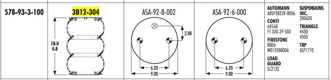 Contitech FT 330-29 503 Triple Convoluted Air Springs For LOAD GUARD SC2132
