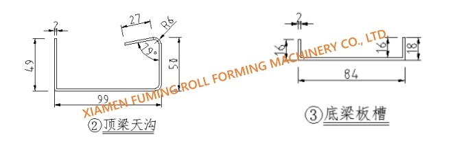 Container Bottom Rail Channel Roll Forming Gutter Machine Hydraulic Cutting