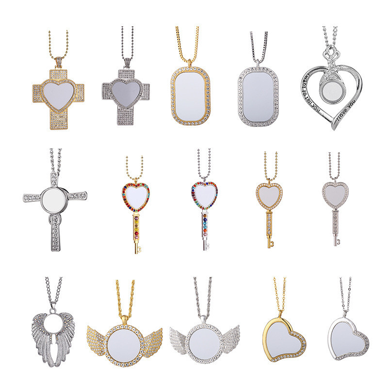 Sublimation Cross Necklace With Diamonds Customize Sublimation Blanks