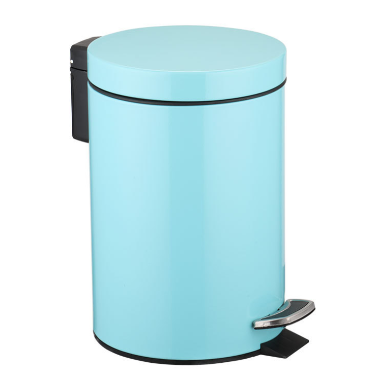 Metal Office Home Indoor Trash Can With Step Pedal 7L Dust Bin Storage