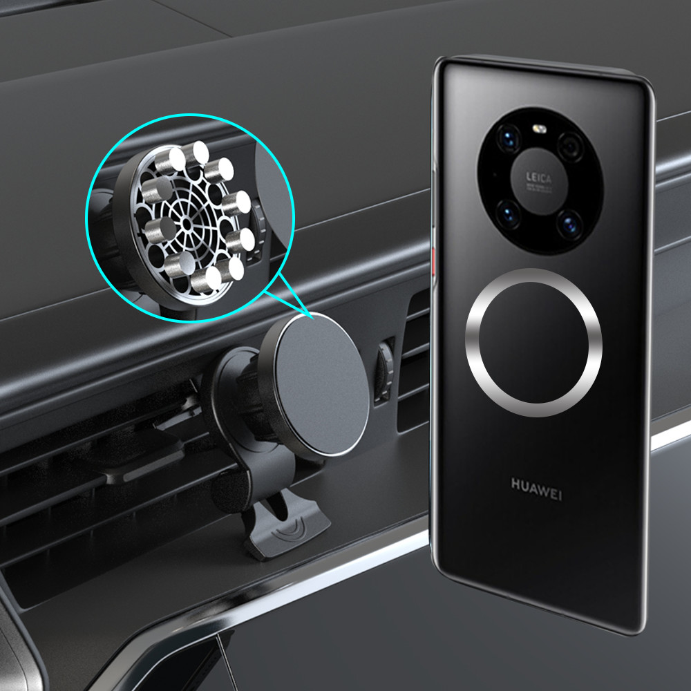 Magnetic Glass Aluminum Alloy Wireless Car Charger Round 15W Removable 2 In 1
