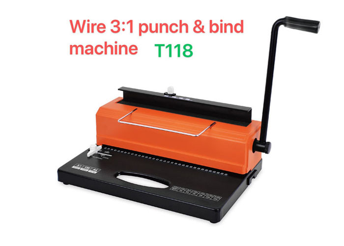 Desktop A4 Paper 14.3mm Wire Punching And Binding Machine For Office