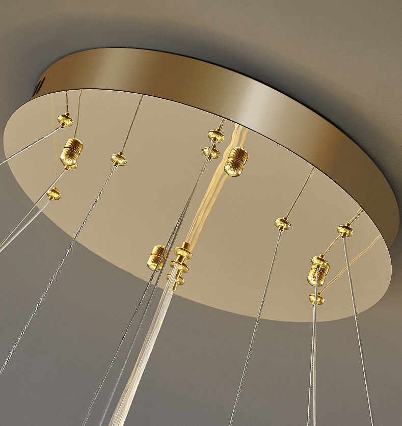 Dazzling LED Modern Crystal Ring Chandelier Double Ring OEM For Living Room
