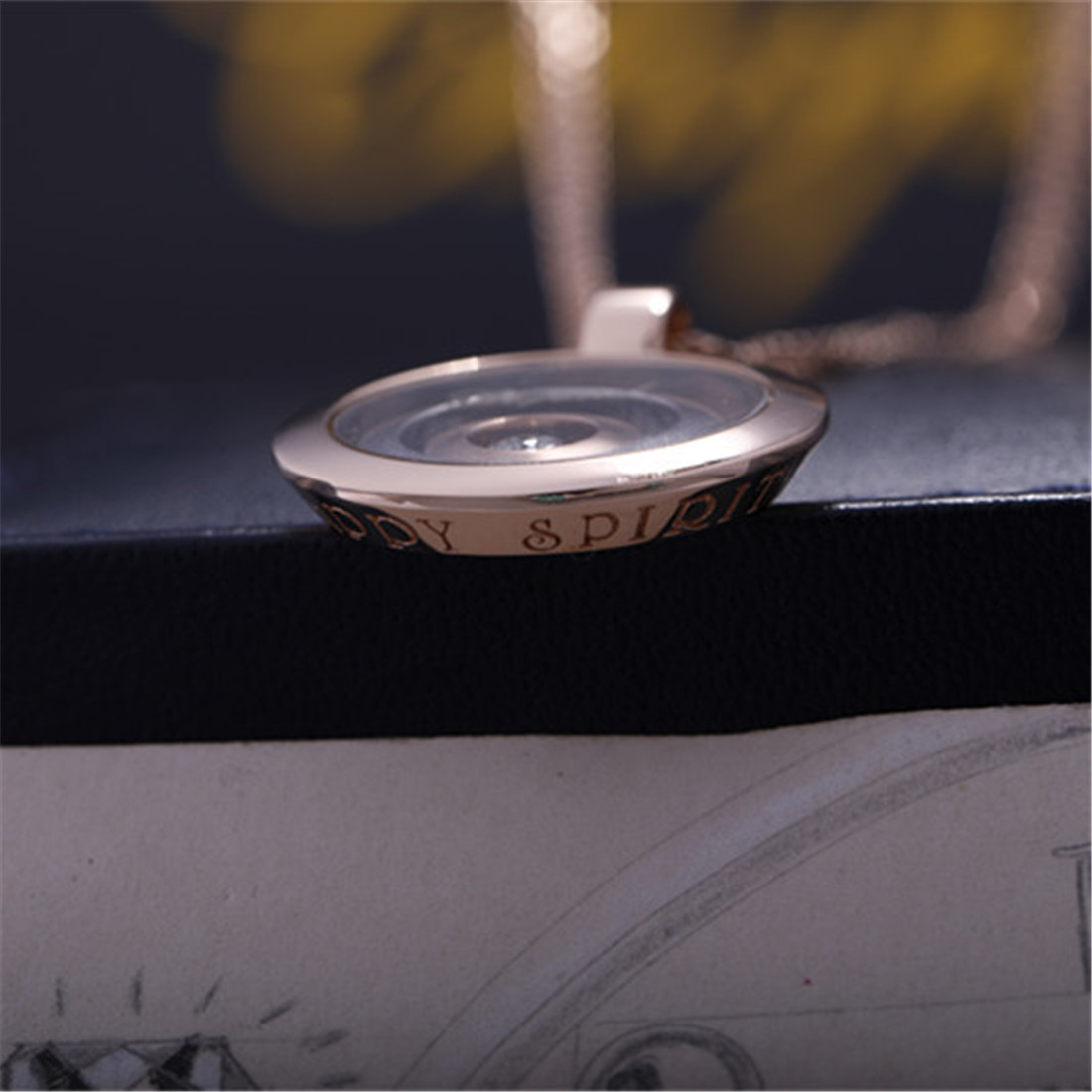 Chopard HAPPY SPIRIT PENDANT in ROSE GOLD WHITE GOLD with Dancing Diamond 798231-9001
