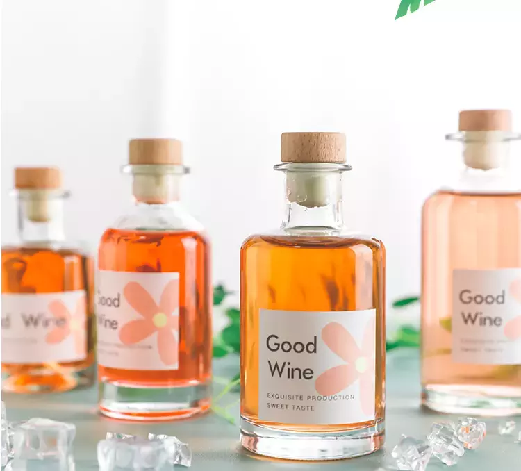 200ml 375ml 500ml 750ml Round Glass Liquor Wine Vodka Tequila Bottle with Sealed Cork Lid