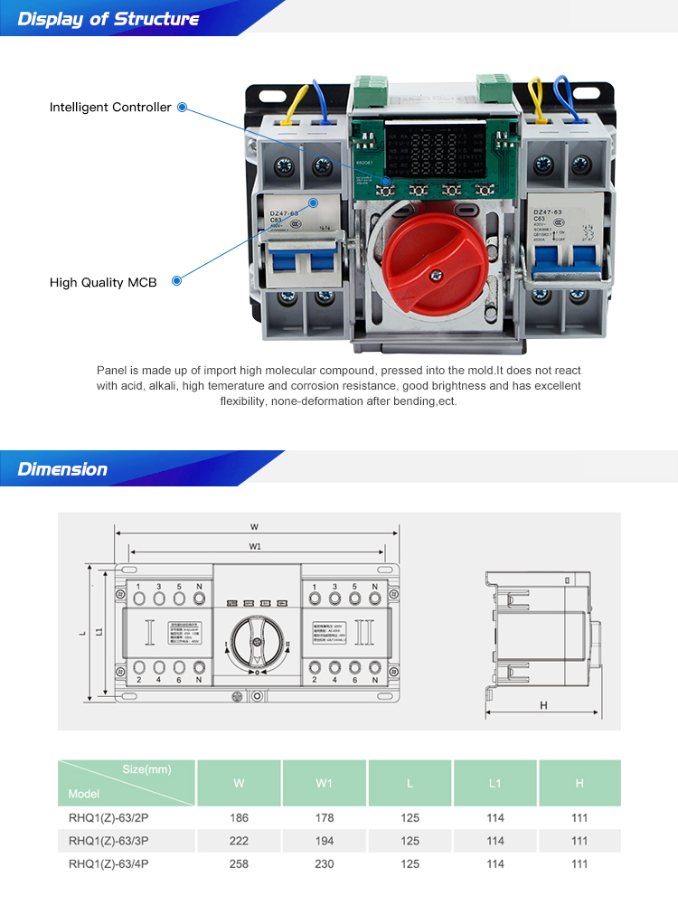 Special Design Widely Used Changeover Dual Power Automatic Transfer Switch