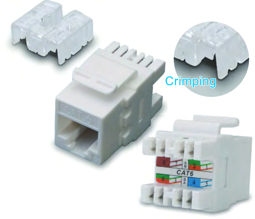 UTP RJ45 180 degree keystone jack 