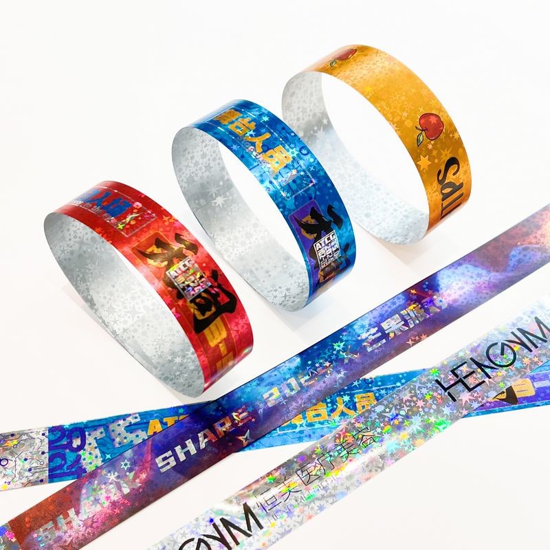 Security Tyvek Paper Wristbands With Custom Logo Printing And Sequential Numbering