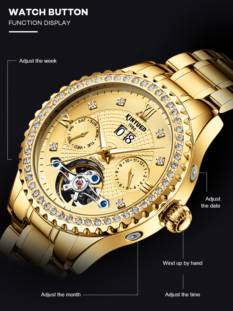 KINYUED Luxury Watch Brands Custom Water Resistant 3ATM Stainless Steel Men Watch