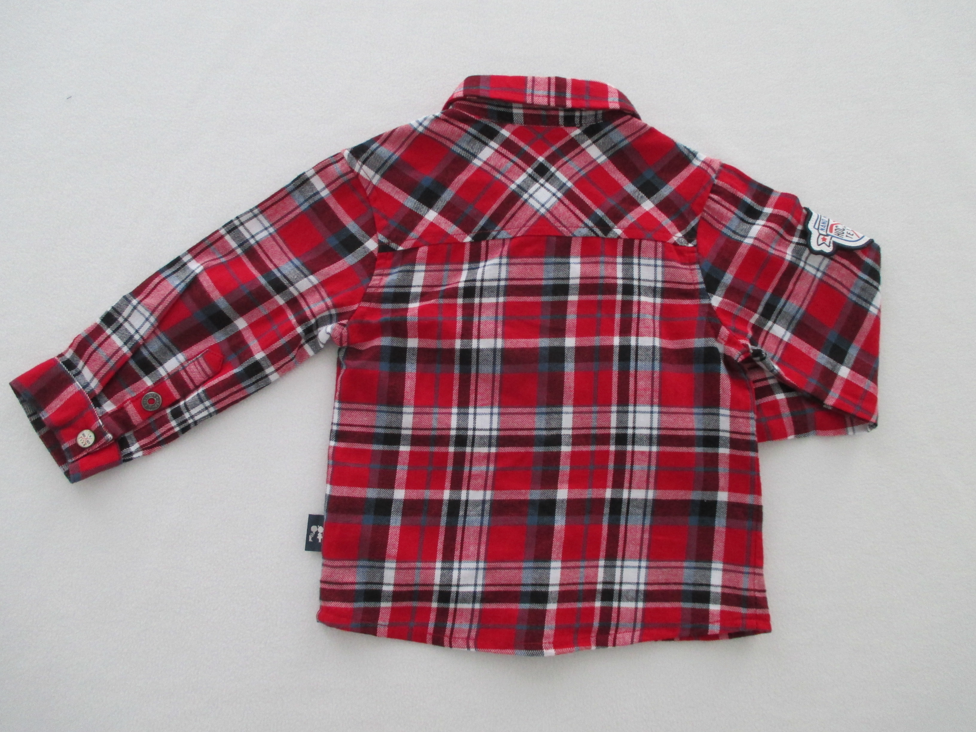 Engraved Cap Snap Baby Girl Tees Woven Yarn Check Shirt