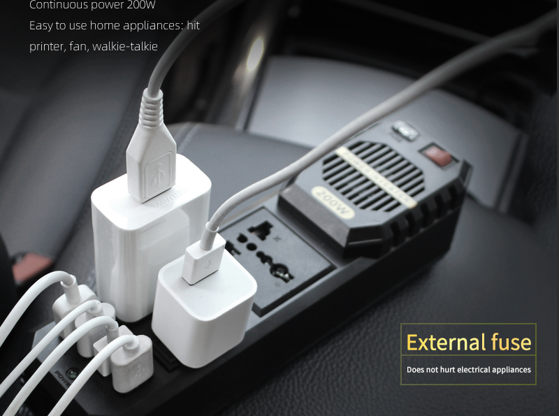 Smart Fast Charger 200W Car Inverter Dc 12V To Ac 220V 3 Phase Car Inverter For Electric Car