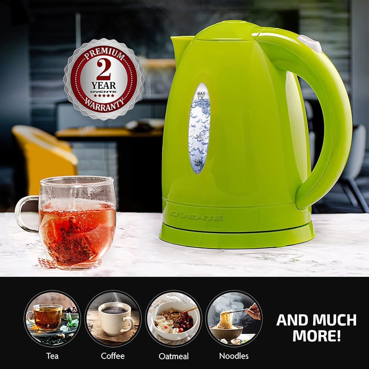 Braising Cups Electric Kettle Hot Water Heater BPA Free Fast Boiling Cordless Water Warmer