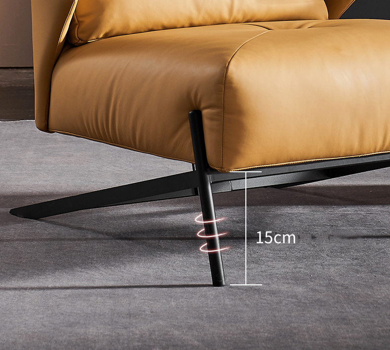 Coffee Shop Brown Leather Leisure Chairs With Black Legs