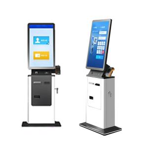 Interactive Check In Counter Kiosk With Touchscreen Card Reader Power