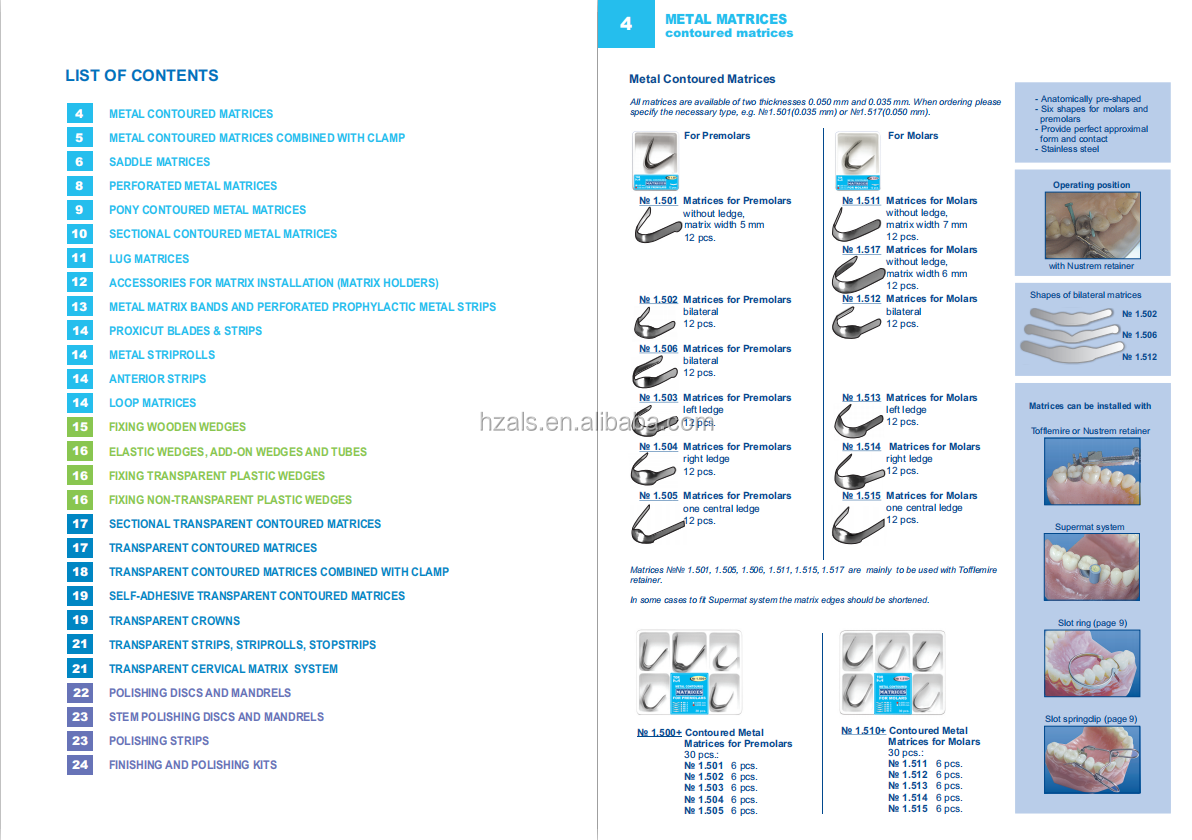 Instrument classification Class II 1.090 Dental Kit of premolar Transparent Contoured Matrices 30 pcs. TOR VM/ TOP BM