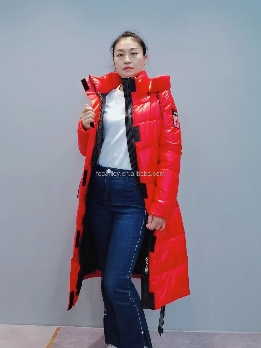 FODARLLOY F21300 Ladies Warm Hooded Cotton-padded Clothes Women Slim Long Winter Jackets Women Coats