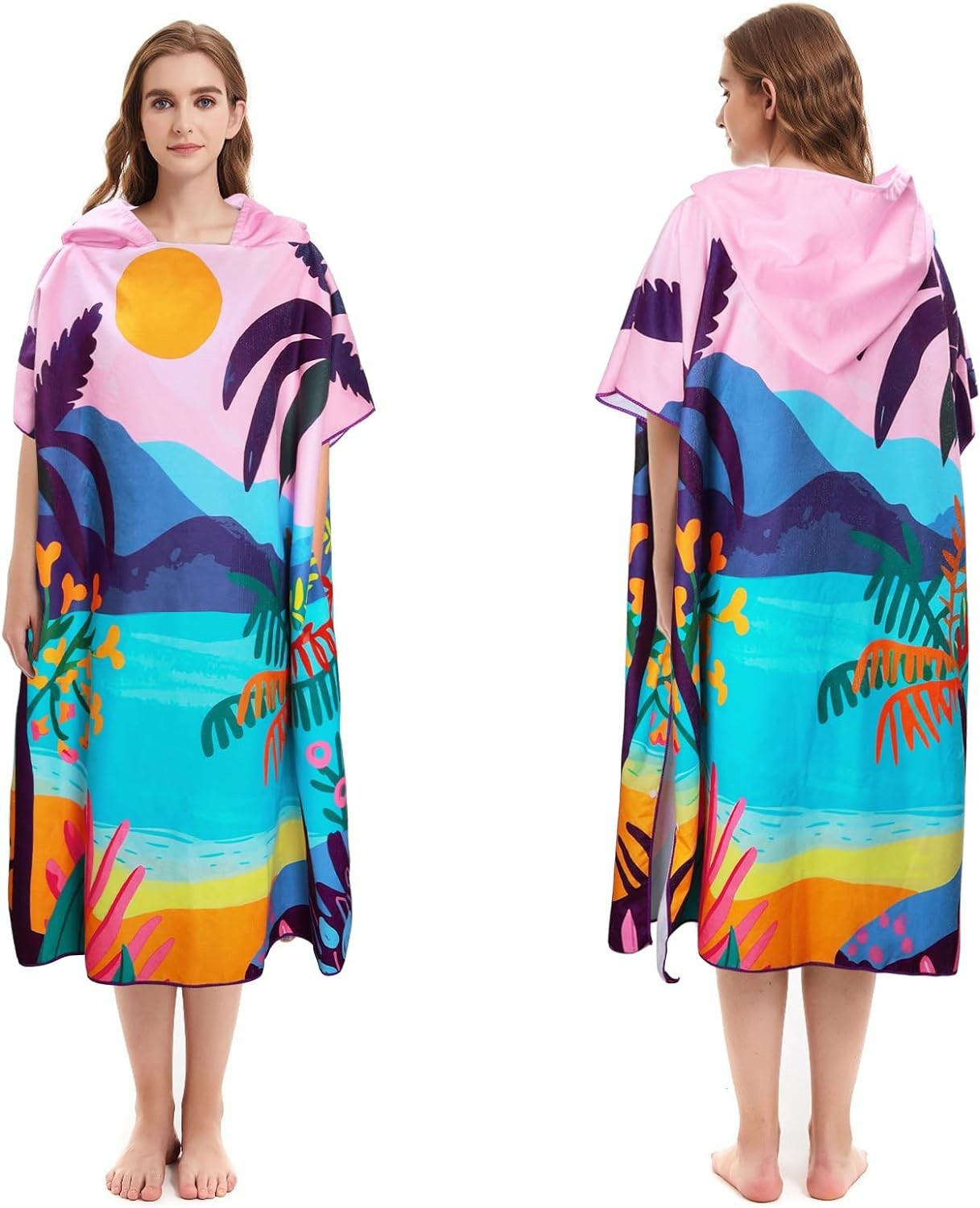 Lightweight Microfiber Poncho Towel In Vibrant Colors For Adult Summer Comfort