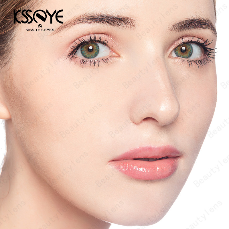 ISO13485 HEMA NVP Olive Gem Green Contact Lens For Big Eyes Oem
