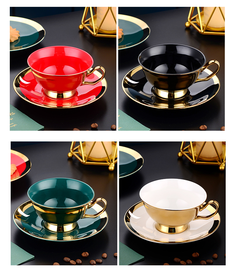 Porcelain Cup and Saucer Electroplating Gold Plated Ceramic Coffee Cup Set