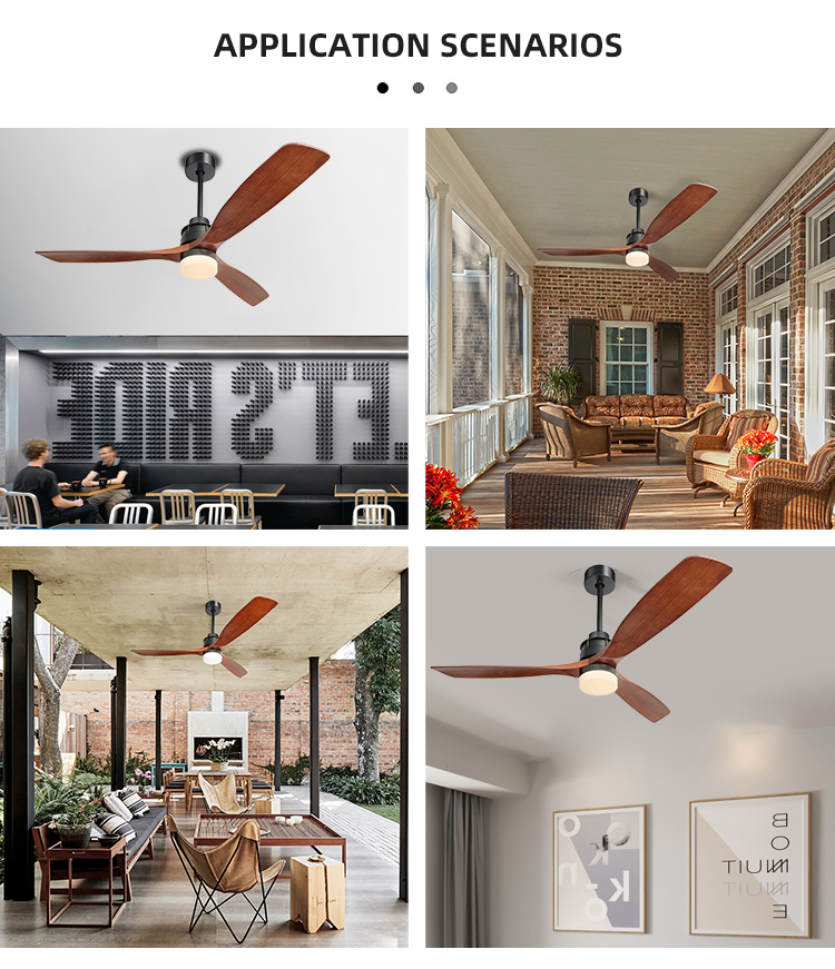 Fashion Adjustable 65W 60 Inch 3 Blade Ceiling Fan Light 1500lm
