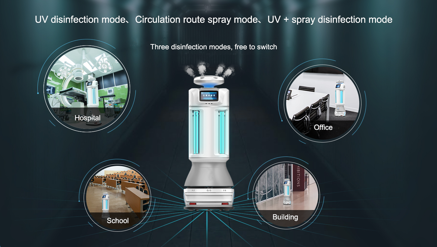 UVC Light Cleaning Spray Automated Guided Vehicle 15L Hospital Disinfection Robot